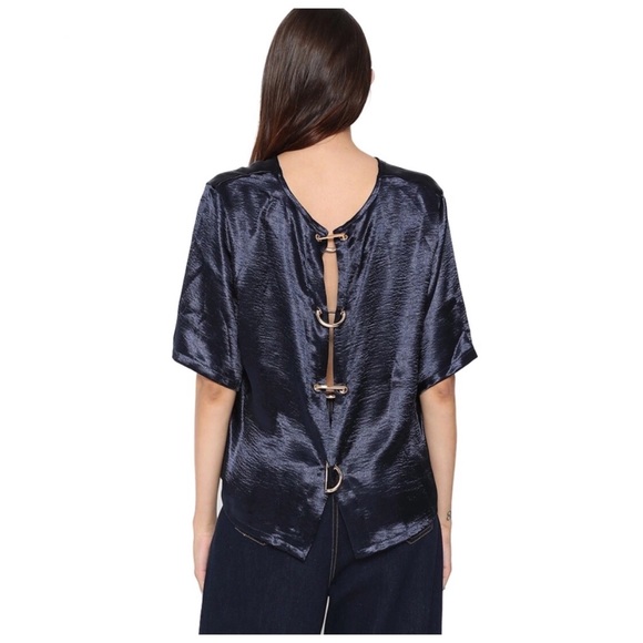 Silky Ink Blue Grommet Fasten Reversible Top - Picture 5 of 5